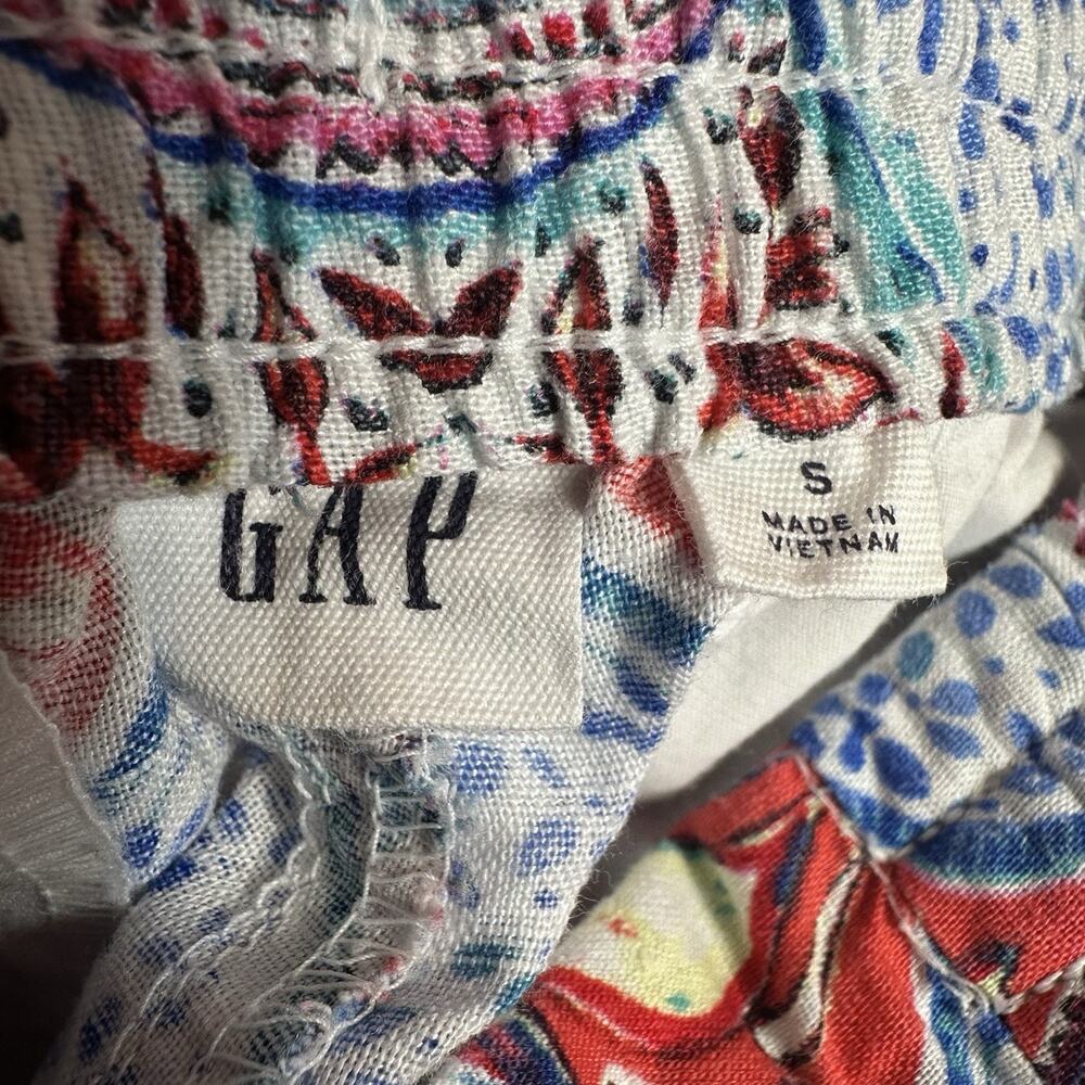 Gap Womens Sz Small Floral Paisley Linen Blend Drawstring Shortie Shorts 28x2.75 - Picture 6 of 8